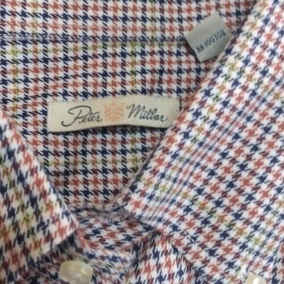 Peter Millar Multicolor Houndstooth Button Down Shirt Size Medium - Picture 5 of 8